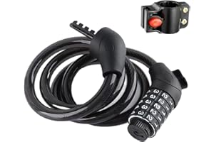 VeDerSell Bike Lock Combination Cable Lock - High Security 5-Digit Resettable Code, Waterproof 4FT (1.2M) Self-Coiling Chain 