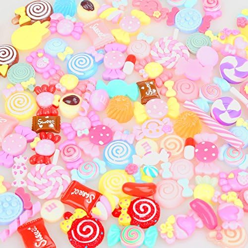 Slime Charms, 100 Pieces Cute Clear Rainbow Mixed Sweets Candy Beads to Put in Slime for DIY Crafts