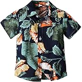 BACKID Toddler Boy Hawaiian Button Down Shirts 3T 4T 5T Kids Floral Short Sleeve Summer Beach Clothes