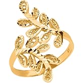 Modern Contemporary Rings Laurel Wreath Leaf Filigree Ring in Polished 10k Yellow Gold