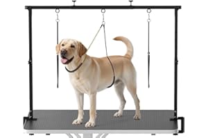 Artibear Dog Grooming Arm with Clamp for Large Dog, Adjustable Height to 33in and Width to 43in, Pet Grooming Table Arm with 2 Loop Noose & 2 No Sit Haunch Holder for Home & Store (Table Not Include)