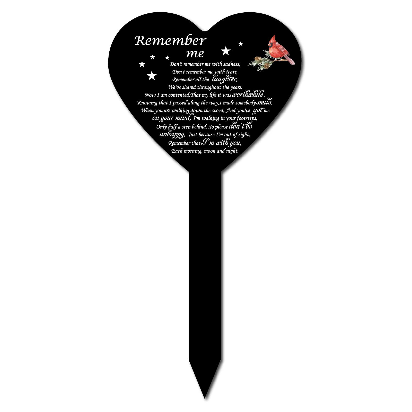 CREATCABIN Memorial Grave Markers Heart Shaped Linnet Cemetery Stake Acrylic Grave Stake Pet Memorial Plaque Cemetery Decoration for Cemetery Outdoors Yard Black 11.8 x 7.8inch