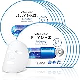 Bano Vita Genic Jelly Face Hydrating Mask 10EA – Firming Sheet Mask for Sensitive Skin, Korean Glass Skin Care with Mineral Water, Vitamin C & Niacinamide, Fragrance-Free
