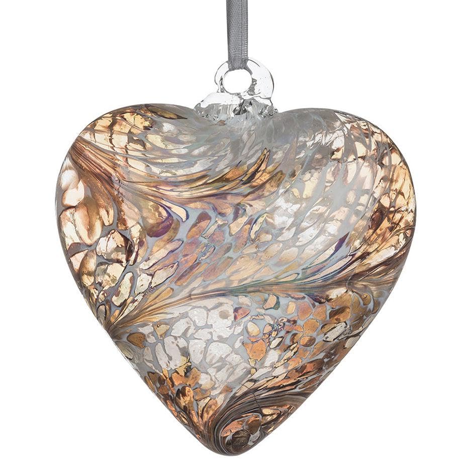 Sienna Glass 12cm Hanging Glass Ball – Handcrafted Iridescent Mouth-Blown Glass Ornament with Light Reflecting Finish – Unique Gift Boxed Decoration for Windows, Gardens, Weddings, Birthdays