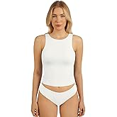 AFFOLE Women's High Neck Double Lined Tank Top Cute Summer Crop Tops Sleeveless Workout Tops