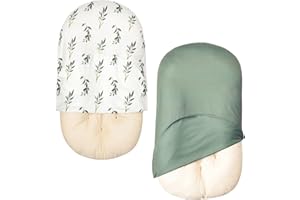 LITTLE JUMP 2 Pack Baby Lounger Cover Soft Cotton Slipcover Fits Newborn Lounger for Baby Boys and Girls Infant Lounger Cover (2 Pack Olive Branches)