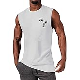 iudam Mens Summer Beach Tank Top Tropical Hawaiian Palm Tree Print Sleeveless Shirts Muscle Tee Vacation Shirts