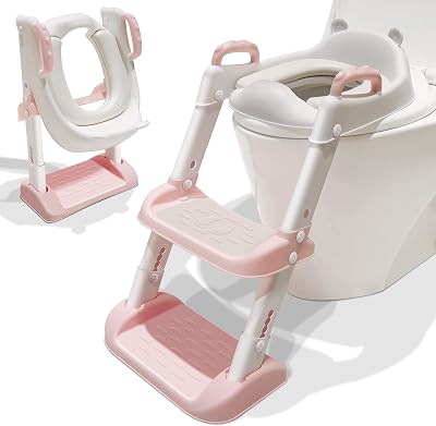 Glenmore Potty Training Toilet Seat with Step Ladder Pink White