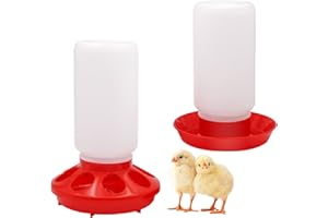 NAOEDEAH Chicken Feeder and Waterer Set Hanging Chicken Waterer Feeder for Poultry Duck Quail Chick Baby Automatic Chicken Feeders no Waste Bird Water Dispenser Chicken Coop Accessories Supplies (Red)
