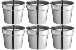 OCS Parts Pro Series 6-Pack 7 Quart Vegetable Inset Pots | 9.5" x 8.13" Stainless Steel Pot for Sauces, Soups, Stovetop, Soup Warmers, Steam Tables or Kitchen Utensil Organization
