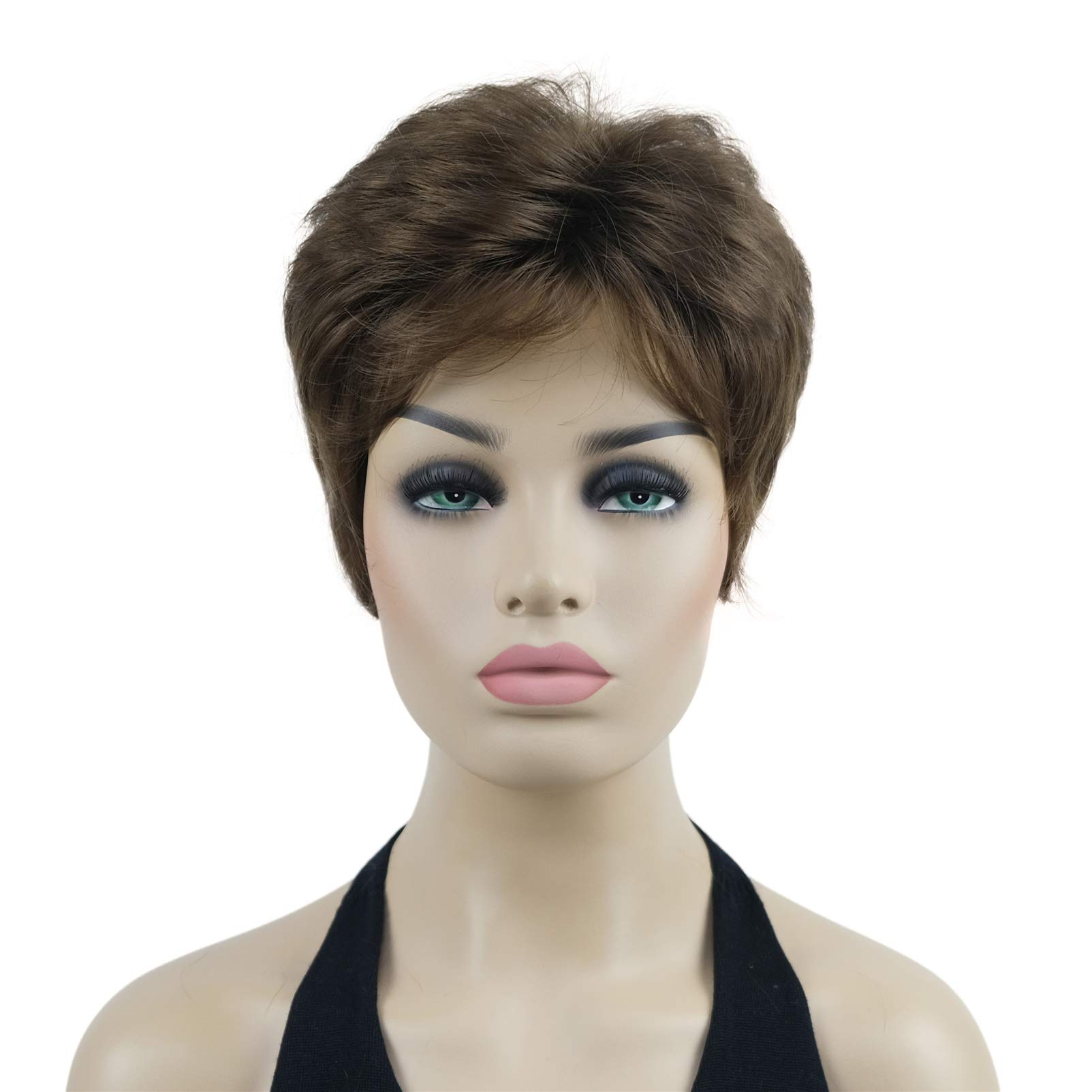 Lydell 6" Women's Short Wigs Soft Wavy Natural Synthetic Wig Layered Movement Classic Styled Classic Styled (10 Medium Golden Brown)