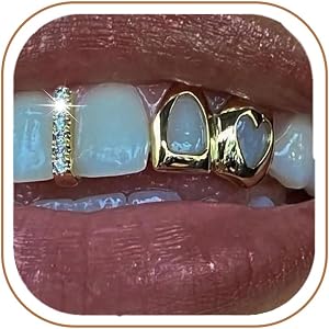 Longita 2pcs Gold Grills for Your Teeth Grillz for Women Teeth Men Gold Tooth Cap Grillz for Women Golden Mouth Grills Tooth