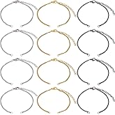 SUNNYCLUE 1 Box 18Pcs 3 Colors Oval Link Bracelet Stainless Steel Bracelet Links Gold Silver Black Metal Adjustable Extender Chains with Lobster Claw Clasps Jump Rings for Jewelry Making DIY Crafts