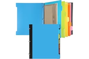 Tashkummy Pivotable Refillable Notebook, 3 Ring Binder Notebooks 1 Inch, Notebook with Dividers and Pockets, Folder Notebook, Flexible Binder, Soft Binders 3 Ring, Foldable Binder- Blue