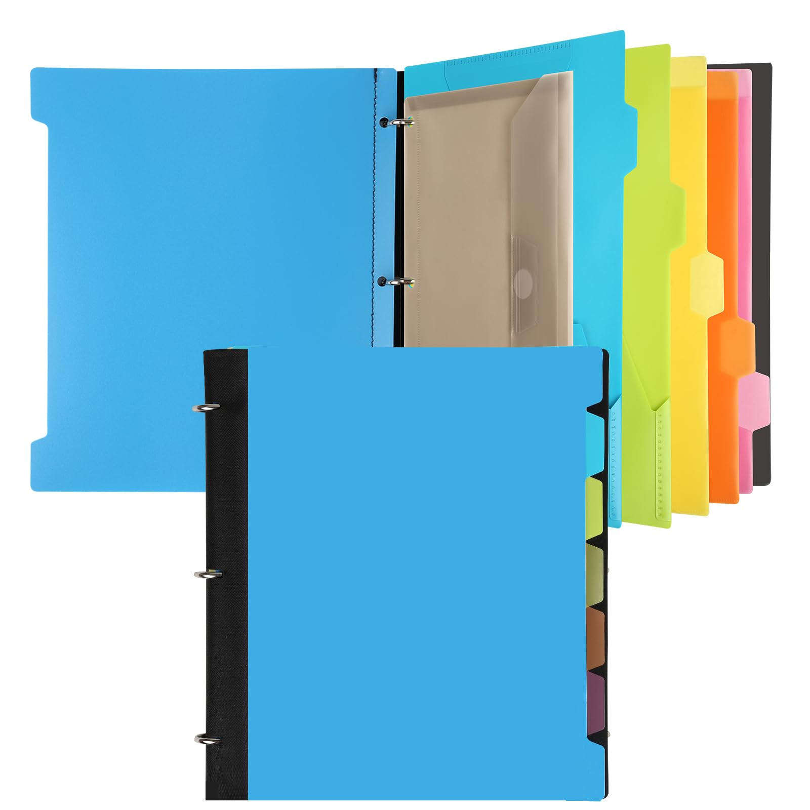 Photo 1 of Tashkummy Pivotable Refillable Notebook, 3 Ring Binder Notebooks 1 Inch, Notebook with Dividers and Pockets, Folder Notebook, Flexible Binder, Soft Binders 3 Ring, Foldable Binder- Blue