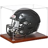 JupDec Football Helmet Display Case, Full Size Acrylic Baseball Motorcycle Helmet Showcase, UV Protection Souvenirs and Colle