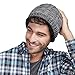 LETHMIK Unique Ribbed Knit Beanie Warm Thick Fleece Lined Hat Mens Winter Skull Cap Grey
