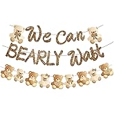 Bearly Wait Banner Bear Baby Shower Party Supplies Bearly Wait Growth Baby Shower Decorations Brown Glitter Scallion Powder S