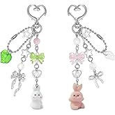 Nalefow Cute Pink Keychain,Fuzzy Cat Keychain Aesthetic Y2K KeychainStylish KeychainsAccessories