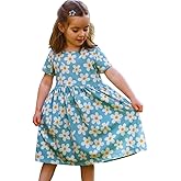 Portakal Toddler Girl Floral Dress Short Sleeve Cotton Casual Summer Clothes for Children 3 – 12 Years