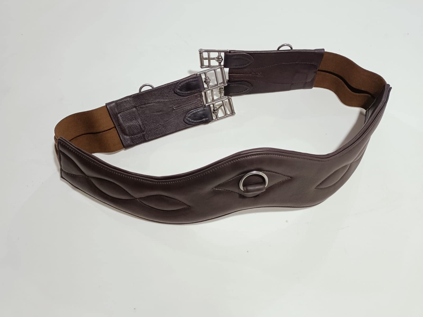 Equipride ALL PURPOSE GIRTH SUPERSOFT CORNWALL ANATOMICAL GIRTH MADE ON COW LEATHER (145 cm, Brown)