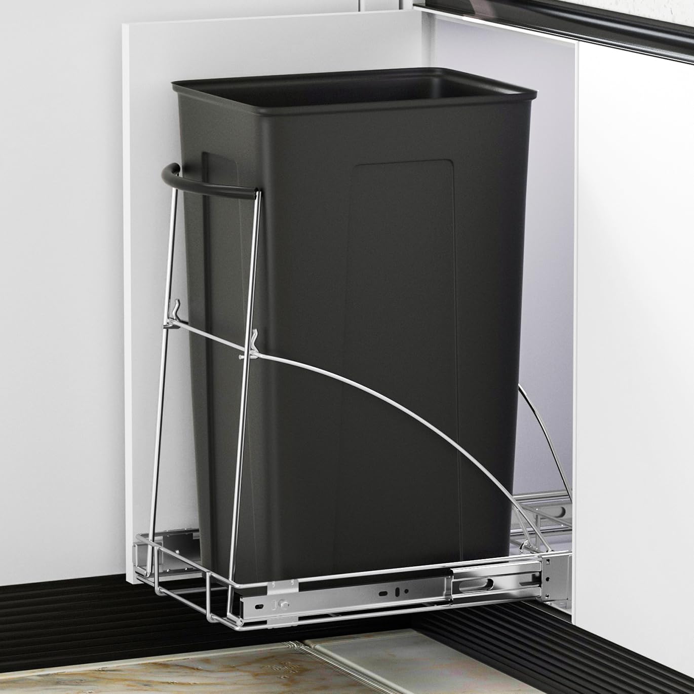 Photo 1 of Insputer Pull Out Trash Can Under Cabinet, Requires 13" W X 18" D Cabinet, Under Sink Trash Can Kit, Slide Out Garbage for Kitchen(Not Included Can)