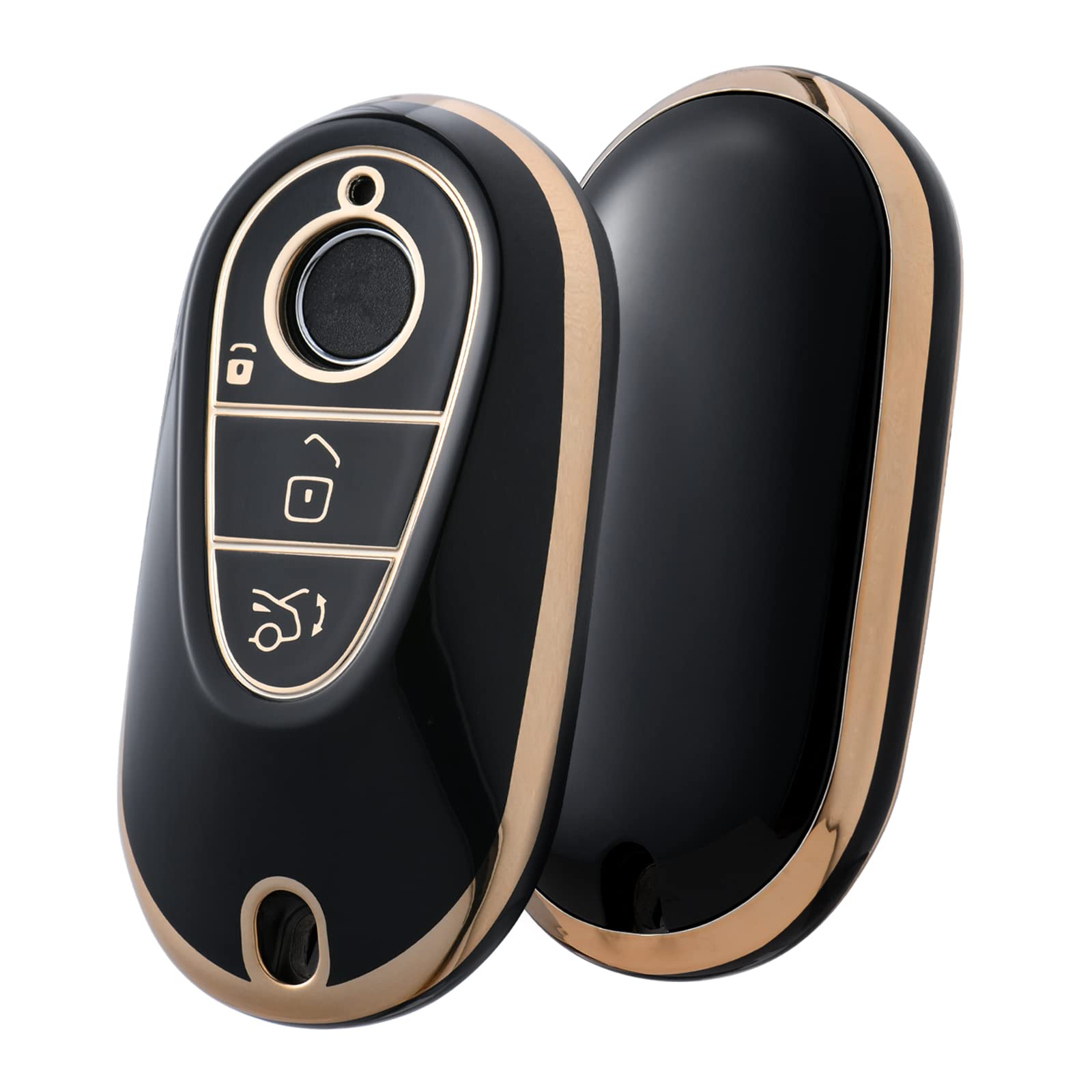 OATSBASF Car Key Case for Mercedes Benz, Key Case Cover for Mercedes Benz C S Class W206 W223 2020UP, Key Case Protective Accessory (Golden Edge Black) — image 1