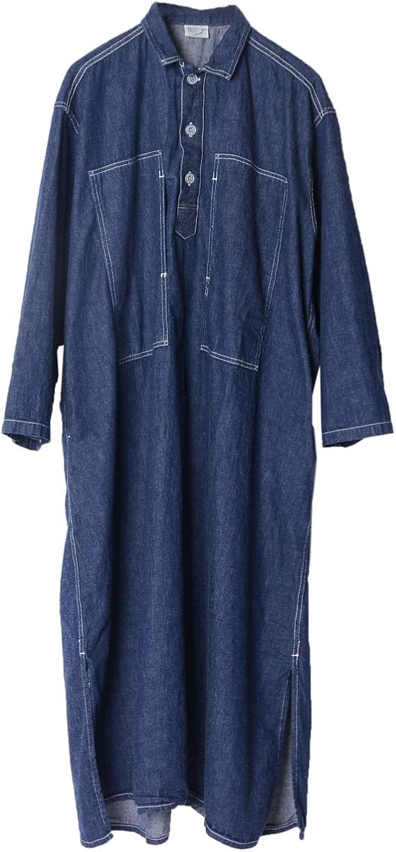 Amazon Co Jp オアスロウ Orslow デニム パッチワーク シャツワンピース ロング丈 00 9541 81freeone Wash 服 ファッション小物