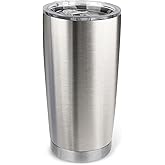 Zynkify 20oz Stainless Steel Tumbler with Lid, Travel Mug - Double Wall Vacuum Powder Coated Cup - Stainless steel, 1 Pack