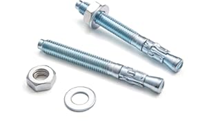 Xrfoiniu 10 Pcs M12 x140mm Zinc-Coated Heavy Duty Wedge Anchors Concrete Anchors Cement Fixing Home Renovation DIY Projects Securing Bathroom Fixtures (10, M12 x140mm)