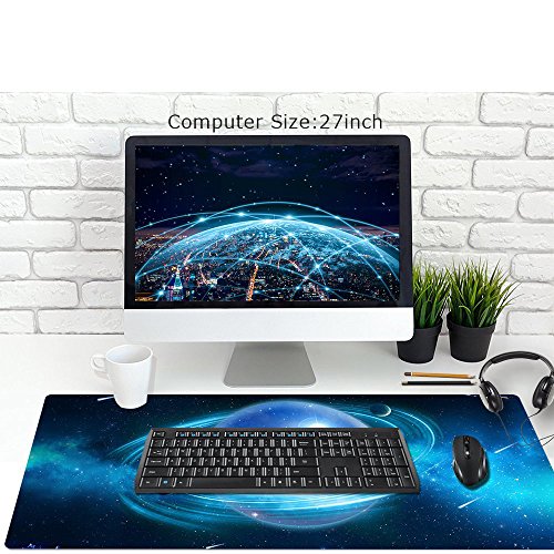 Imegny Large Planet Gaming Mouse Pad, Extended XXL Desk Pad & Non-Slip Rubber Keyboard Mat with Stitched Edges