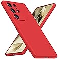 LoeoeL for Samsung Galaxy S25 Ultra Phone Case Silicone, Minimalist Ultra Thin Slim Soft Rubber Gel Solid Color Matte TPU Cute Case for Women Men, Girly Plain Aesthetic Design & Camera Cover, Red
