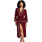 HEARTNICE Womens Cotton Robe, Soft Kimono Spa Knit Long Bathrobe Lightweight Loungewear