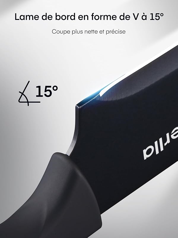 Couteau de Cuisines 16 Pièces, Acier, Revêtement Antiadhésif, Noir