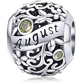 Ocean Radiant Heart Charms Bead Birthstone Crystal Charm Christmas European Charm Fit For Pandora's Charm Bracelet Necklace (August Birthstone Charm)