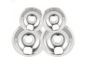POLRIOS LORA Drip Pans Electric Stove Drip Pans, Chrome Stove Drip Pans Replacement Compatible for Most Plug-in Electric Ranges include Silver 2 * 6in and 2 * 8in