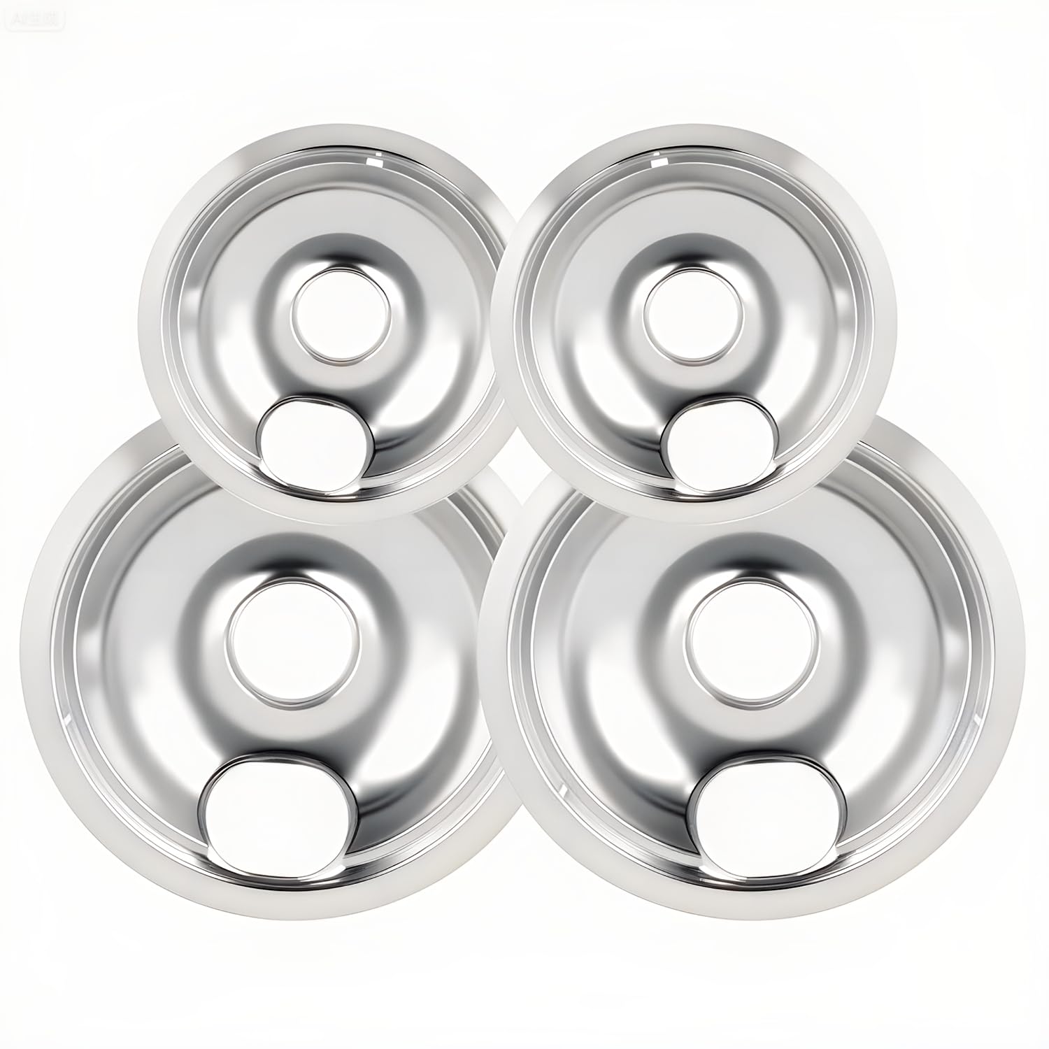 Photo 1 of Drip Pans Electric Stove Drip Pans, Chrome Stove Drip Pans Replacement Compatible for Most Plug-in Electric Ranges include Silver 2 * 6in and 2 * 8in
