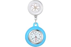 LANCARDO 1-2 Pack Retractable Lapel Watch with Second Hand for Nurses Doctors Clip-on Hanging Nurse Watches for Women Silicone Cover Badge Stethoscope Fob Pocket Watch