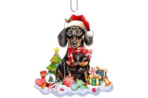 GENANY Cute 2-Sided Printed Dachshund Dog Christmas Ornaments 2023, Dog Ornaments for Christmas Tree, Christmas Ornaments 2023, Dog Christmas Ornaments, Dog Christmas Decorations for Tree