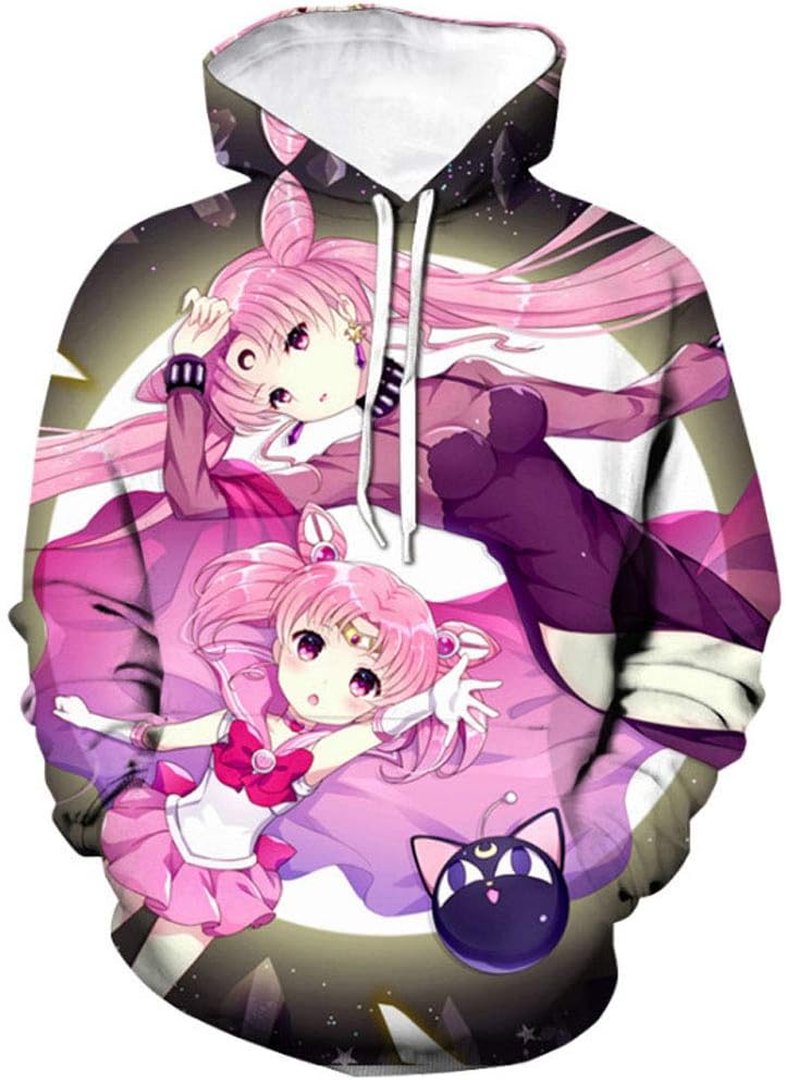 BoerMee Womens Anime Sailor Cosplay Costume Hoodie Cute Girls Luna Pullover Sweatshirt