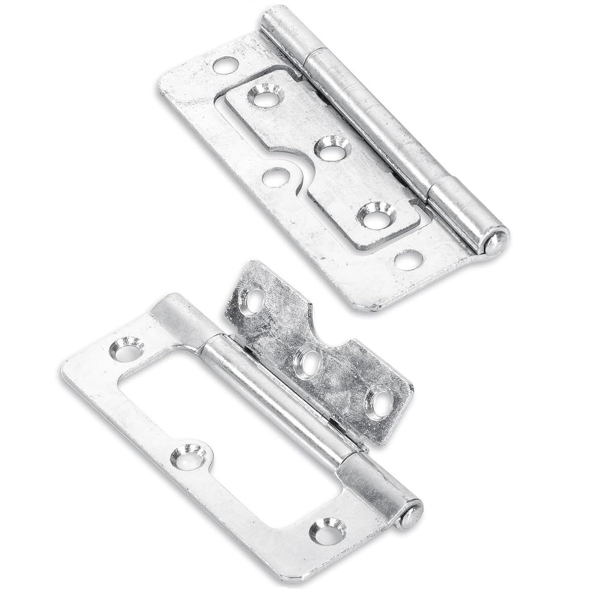 Merriway BH07699 Flush Hurling Hinge, Bright Zinc Plated, Set of 2 Pieces, Silver