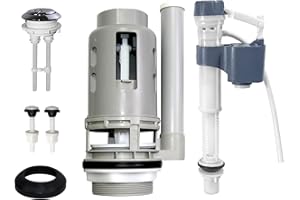Ulinlo Pouly 3-Inch Dual Flush Valve Repair Kit for 2-Piece Toilet,Fits Glacier Bay,Aquasource and most brands.Includes 8.2"Height Flush Valve, Fill Valve, Button, and Bolts