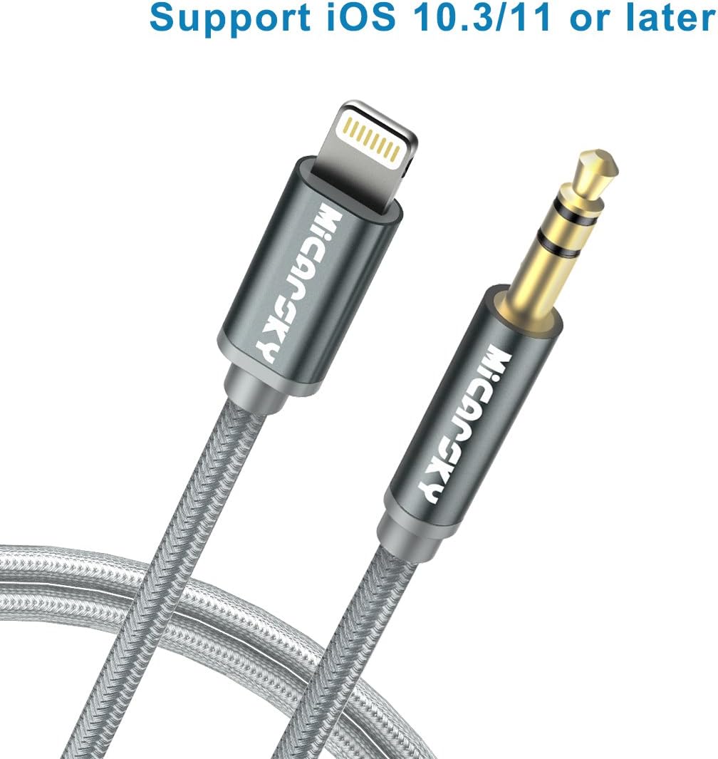 Micarsky Aux Cord Compatible for iPhone XS/XR/X/8/8Plus/7/7Plus, 3.5mm AUX Male Audio Adapter to Car Stereo or Headphone, Support iOS 11.4 and Later(3.3ft)
