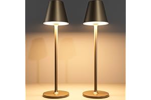 TIMJORMAN 2 Pack LED CordlessTable Lamp,4000mAh Rechargeable Battery Desk lamp,3 Level Brightness Portable Night Light, Minimalist Design, for Couple Dinner/Coffee Table/Restaurant/Bedroom(2Pack Khaki)