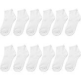 Falari Boys Cotton Socks, Toddler Kids Size, 12 Pairs, Ankle Socks for School Day Wear