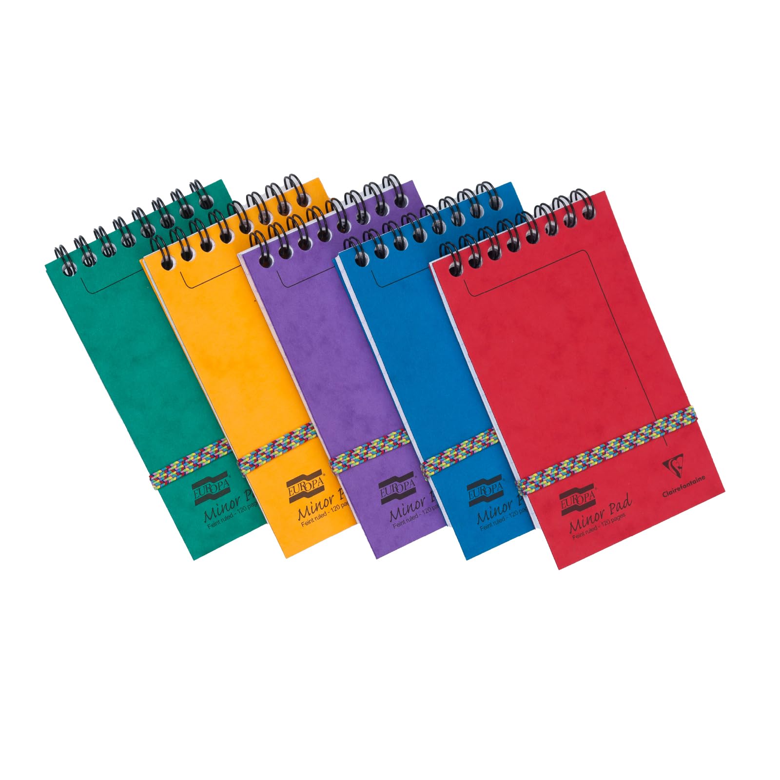 Clairefontaine 4920Z Set of 20 Minor Pad Europa Spiral Notepads - 7.6x12.2 cm - 120 Detachable Lined Pages - 90 g White Paper - Glossy Card Covers - Random Colours — image 1