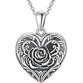 SOULMEET Sunflower/Rose/Daisy Heart Locket Necklace That Holds Pictures Keep Someone Near to You Sterling Silver/Gold Personalized Photo Locket Gift