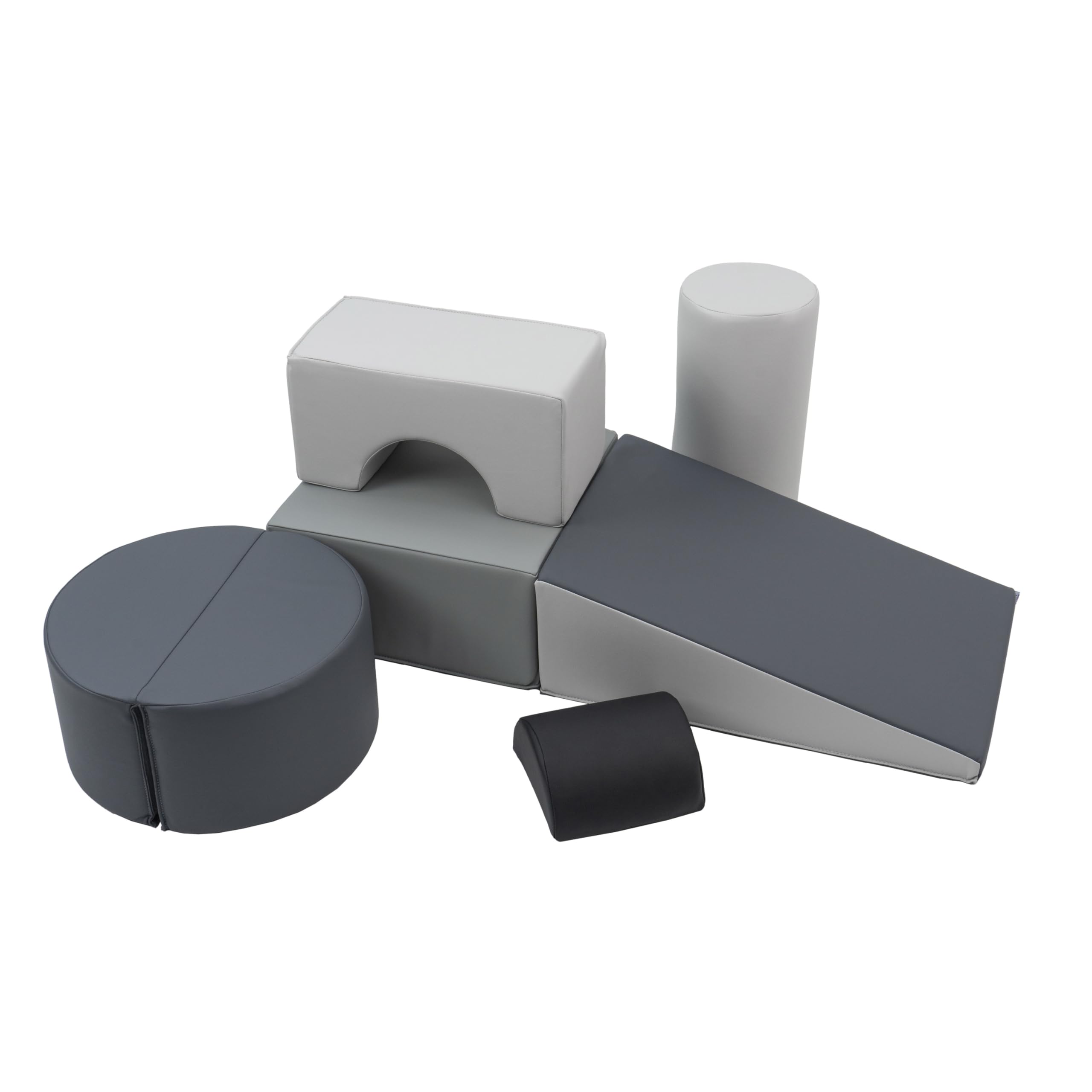 FDP SoftScape Playtime and Climb Multipurpose Playset for Infants, Toddlers 10m-2yrs; Climber and Block Play, Learn Gross Motor Skills at Home or Daycare (6-Piece) - Gray/Light Gray, 12364-GYLG Image