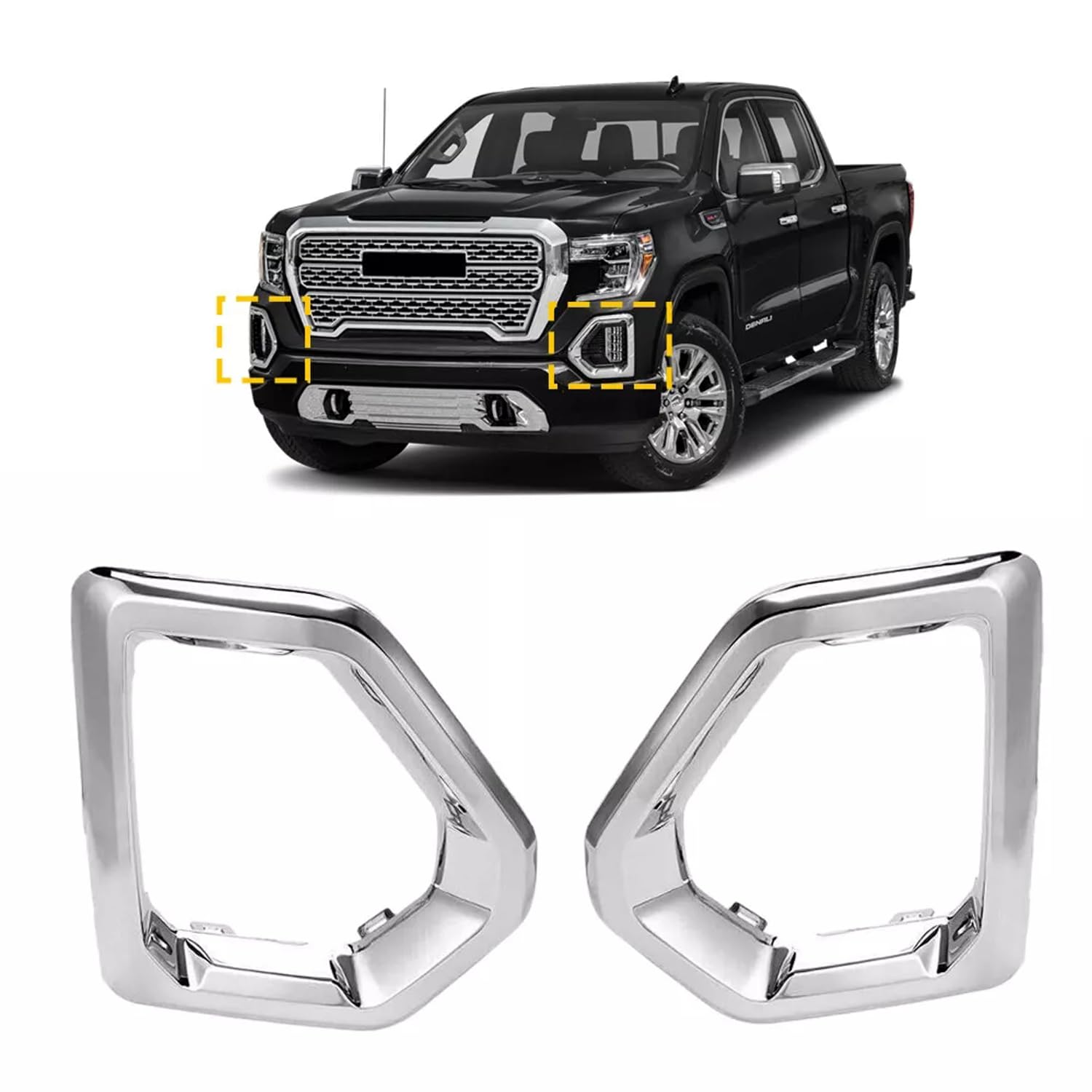 Photo 1 of 1 Pair Front Driving Fog Light Bezel Cover for 2019-2021 GMC Sierra 1500 4-Door Denali SLT AT4 Replaces 84176753 84176752