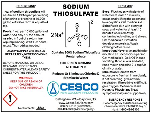 Sodium Thiosulfate Pentahydrate Na2O3S2 - Dechlorinator for Pool, Pond - 55 Lbs